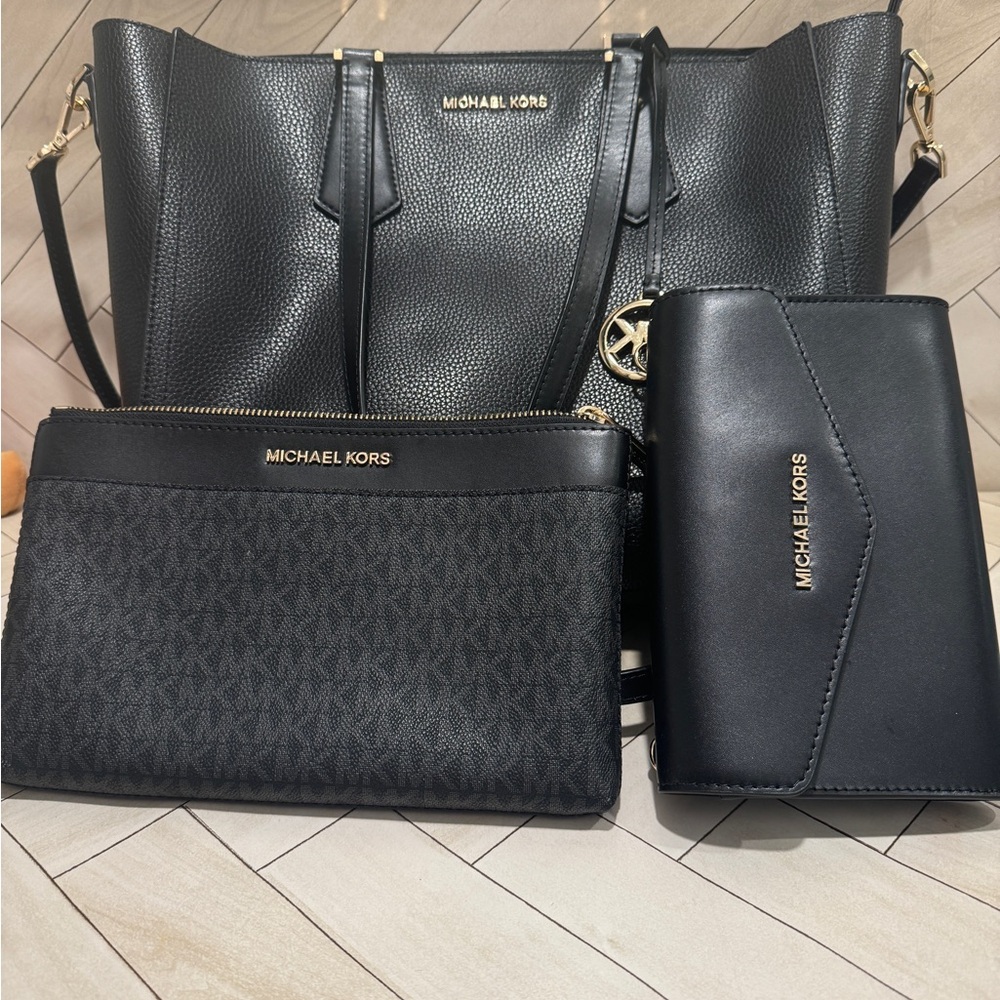 Michael Kors Lady Large Leather or PVC 3-in-1 Tote Crossbody Handbag Bag Purse